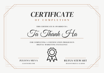 Chứng chỉ hoàn thành xuất sắc khóa học digital marketing